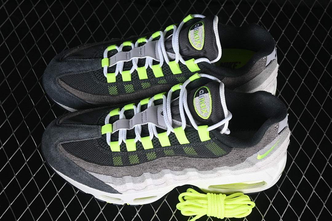 AIR MAX 95 AIR CUSHION SHOES GREY/WHITE/GRASS GREEN/BLACK]