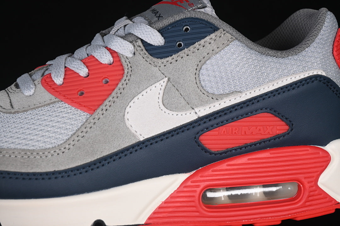 AIR MAX 90 LIGHT SMOKE GREY/NAVY FIRE/RED