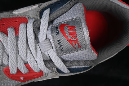 AIR MAX 90 LIGHT SMOKE GREY/NAVY FIRE/RED